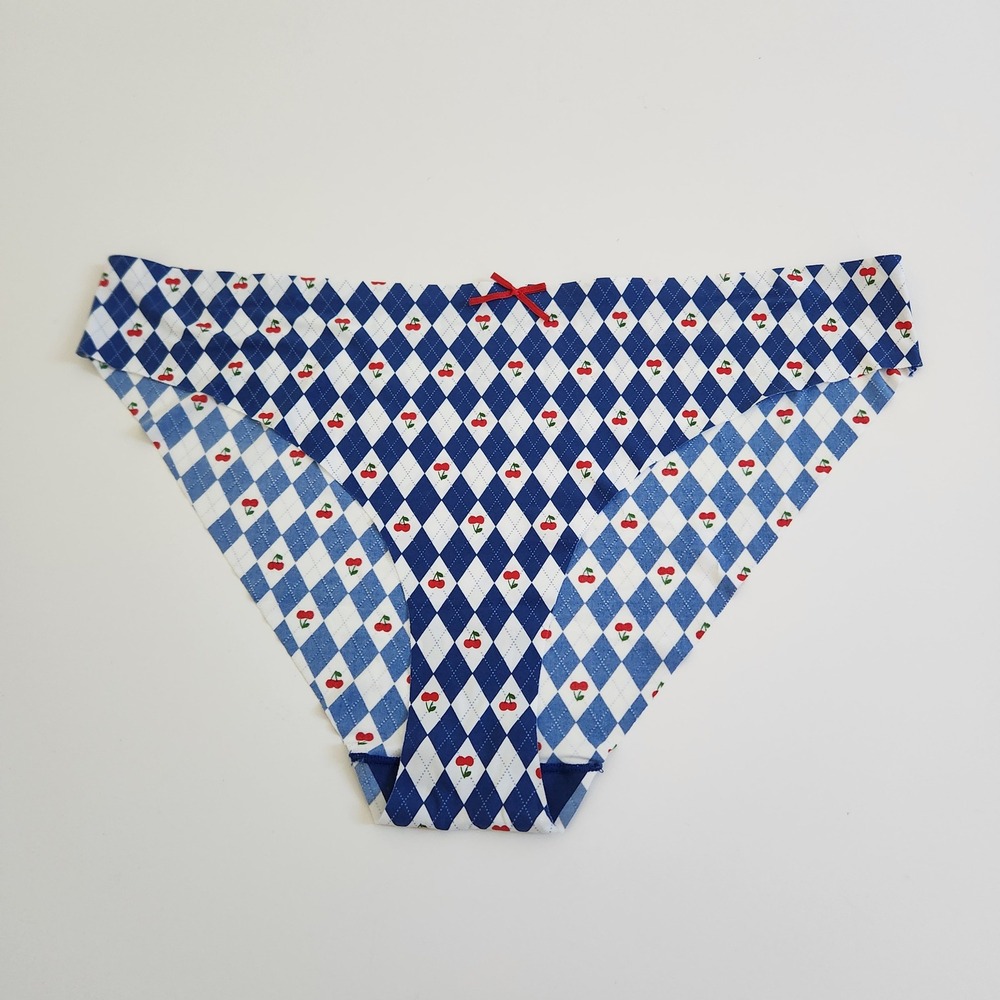 Spoiled Angel‎ Cherry Argyle Brief Panty Seamless Underwear Women's XL NWOT